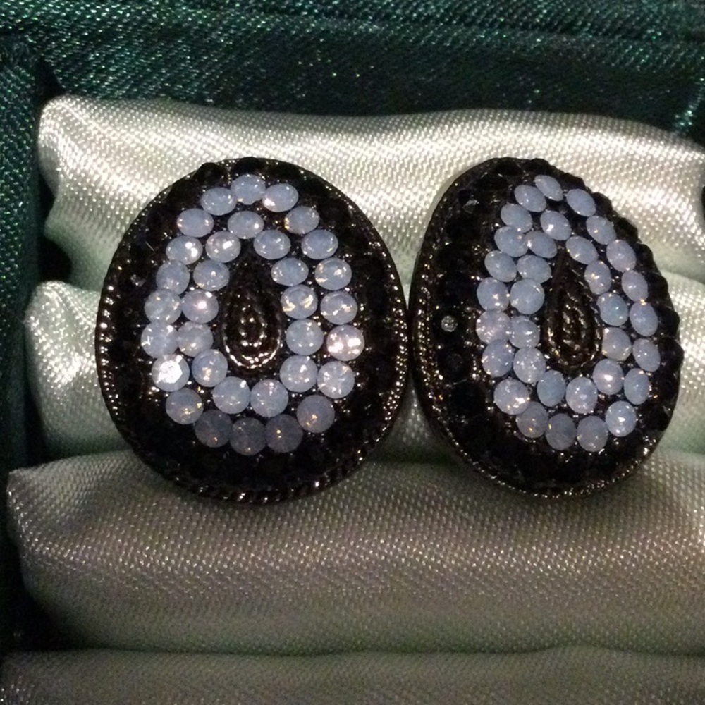 Black and silver crystal earrings